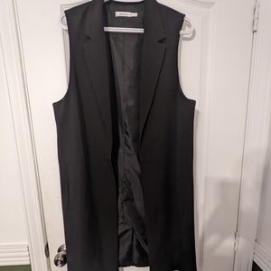 Notch collar longline open vest